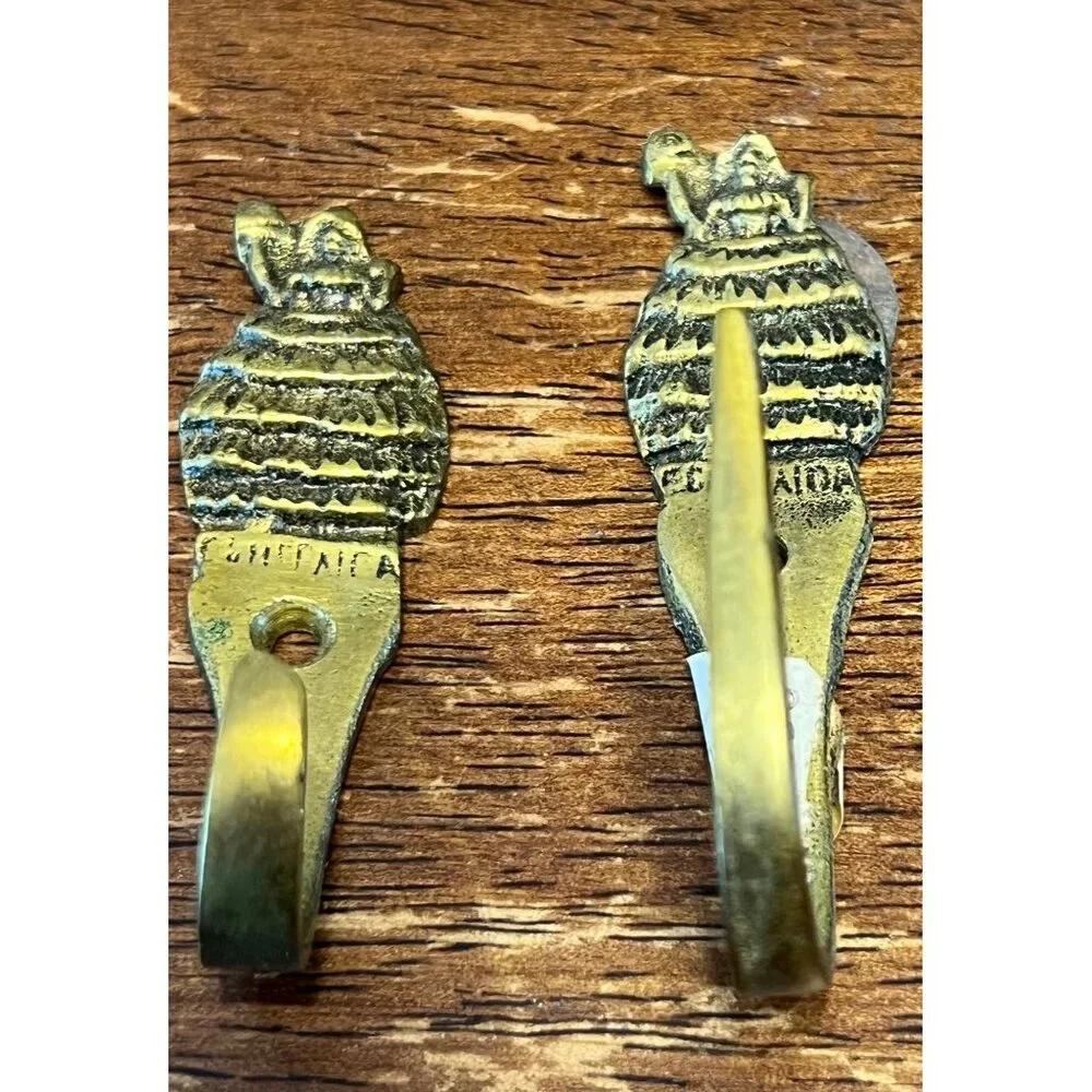 Vintage Brass Wall Hooks With Southern Belle Designs Set Of 3 Made In Canada Rus